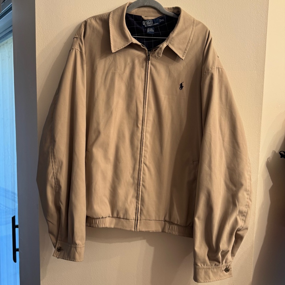 Polo Ralph Lauren Men's Cream Tan Zip Up Sport Coat Jacket Size Xxl